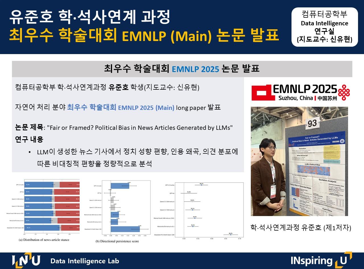 유준호 학·석사연계 과정, 최우수 학술대회 EMNLP (Main) 논문 발표 대표이미지